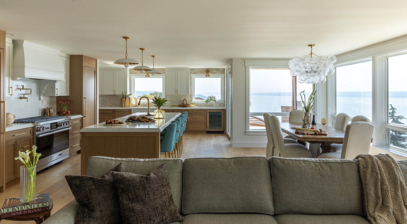 Open living, dining, and kitchen space